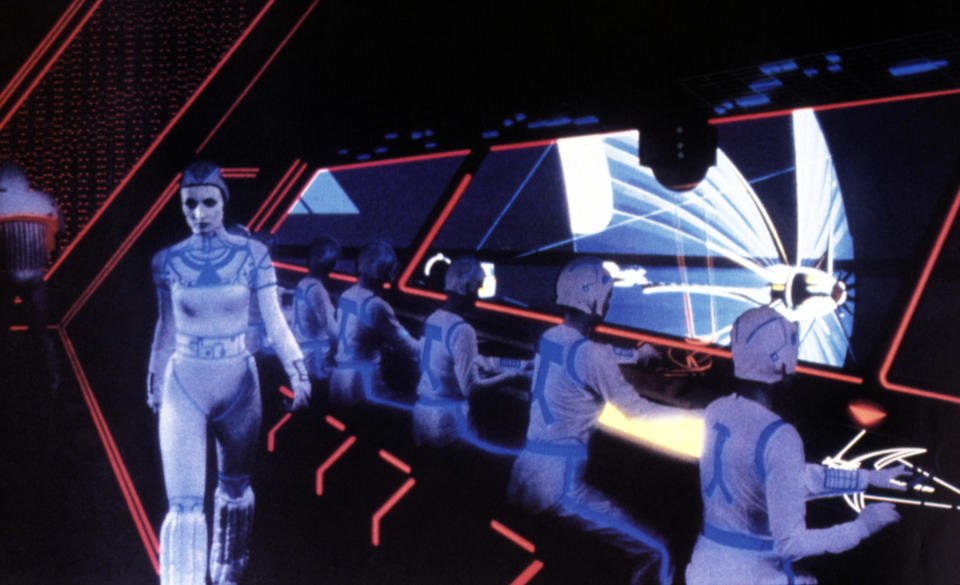TRON, Cindy Morgan, 1982, working with futuristic computers