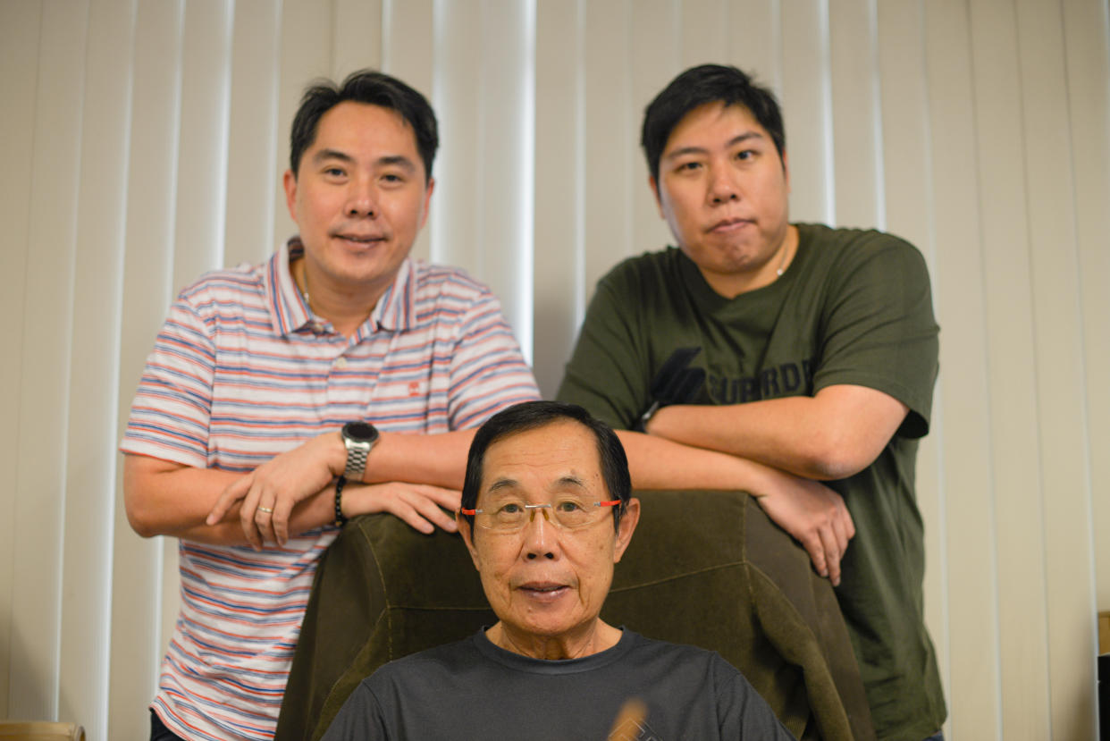 From left: City Music Singapore's Hoe Yeegn Lougn, Willy Hoe (seated) and Hoe Hsin Loong.