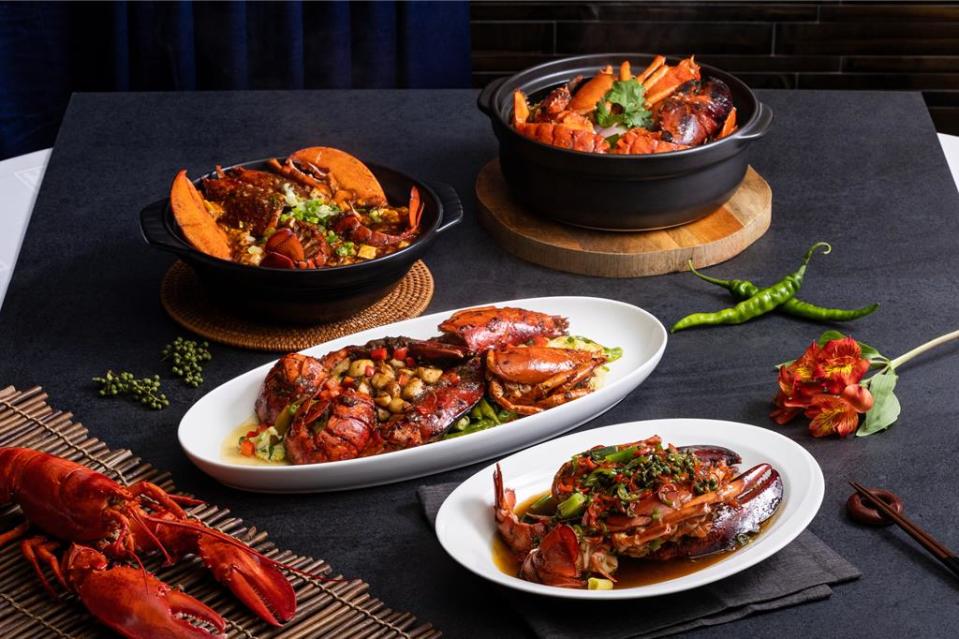 國賓中餐廳推出「波士頓龍蝦古法六味」，選用每隻足重約600公克的波士頓大龍蝦，以經典古法烹調。圖／國賓中餐廳提供