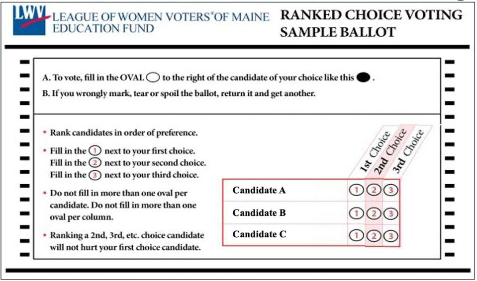 How ranked choice voting looks on a ballot.