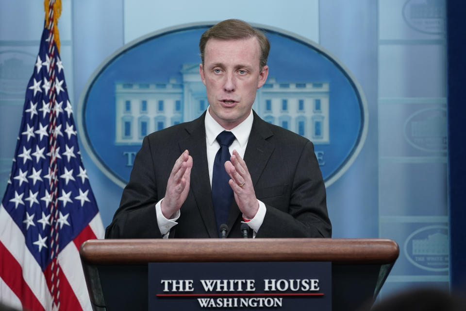 White House national security adviser Jake Sullivan speaks during the daily briefing at the White House in Washington, Monday, Dec. 12, 2022. (AP Photo/Susan Walsh)