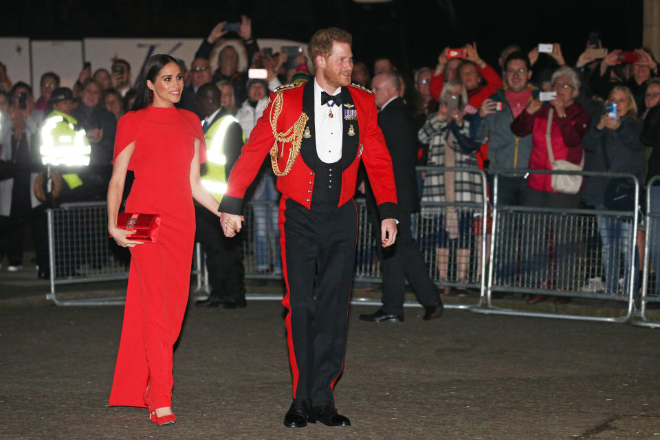 The Duke and Duchess of Sussex arrive at the Royal Albert Hall in London to attend the Mountbatten Festival of Music.