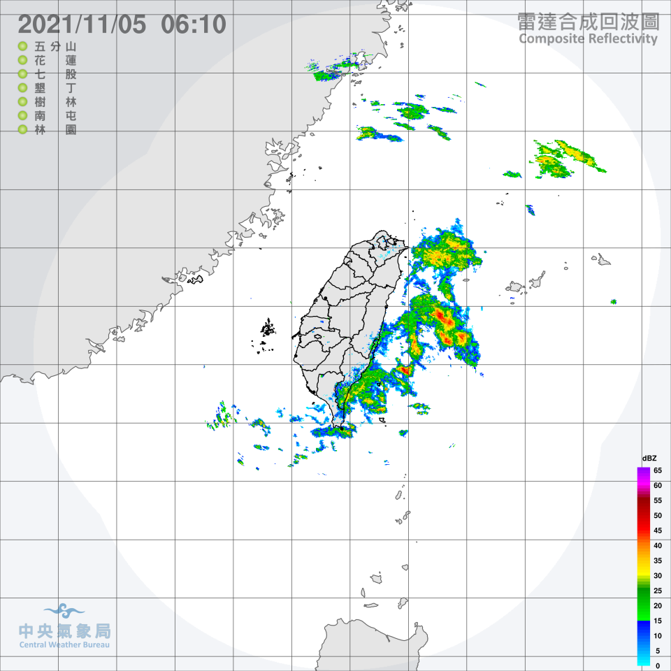 今日迎風面仍有零星水氣。（圖／中央氣象局）