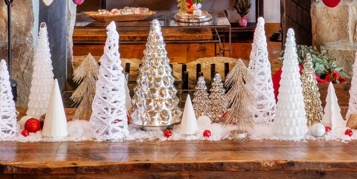 White Frosted Christmas Tree with Wood, Red, and White Ornaments - Soul &  Lane