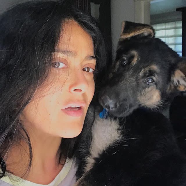 Salma Hayek recién levantada y sin maquillaje.<a href="https://www.instagram.com/salmahayek/?hl=en" rel="nofollow noopener" target="_blank" data-ylk="slk:Foto: Salma Hayek/Instagram;elm:context_link;itc:0;sec:content-canvas" class="link "> Foto: Salma Hayek/Instagram</a>