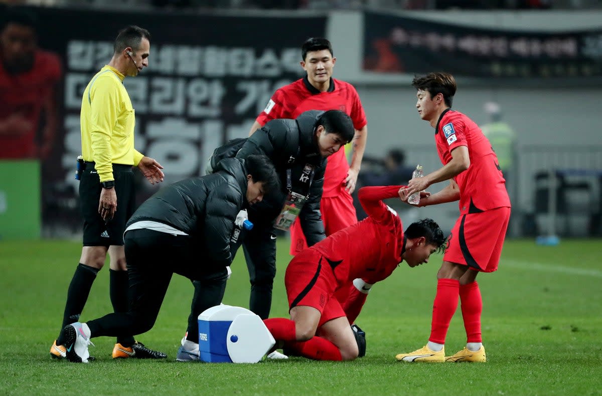 There was concern from South Korea and Spurs fans when Son went down injured (REUTERS)