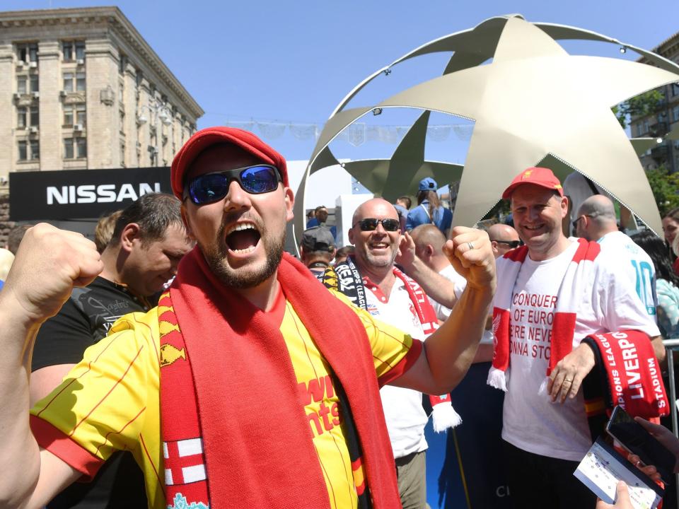 Ahead of the crowd: Liverpool fans in Kiev: AFP