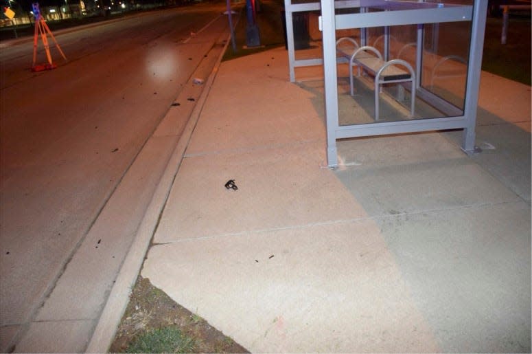 Pieces of Ortega's SUV were found by the bus stop in front of La Mega Michoacana grocery store.