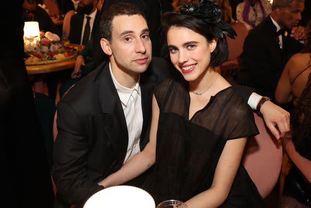 <p>Kevin Mazur/Getty </p> Jack Antonoff and wife Margaret Qualley at the Grammy Awards in Los Angeles in February 2024