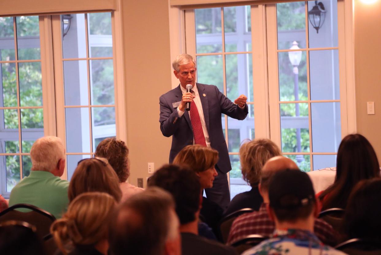 State Senator Ben Watson responds to a question during a candidate forum on Thursday, April 18, 2024 at the Richmond Hill City Center.