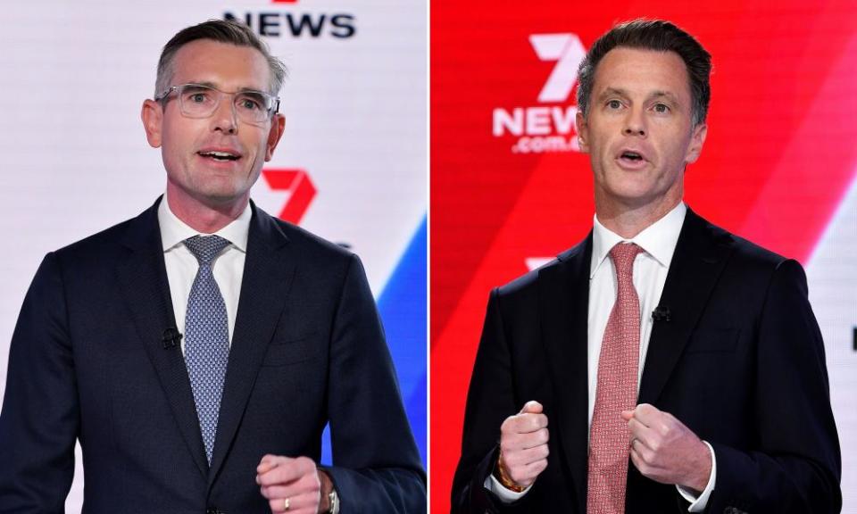 El primer ministro de Nueva Gales del Sur, Dominic Perrottet, y el líder de la oposición estatal, Chris Minns 