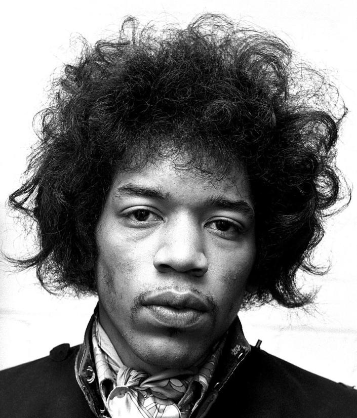 black and white photo of Hendrix