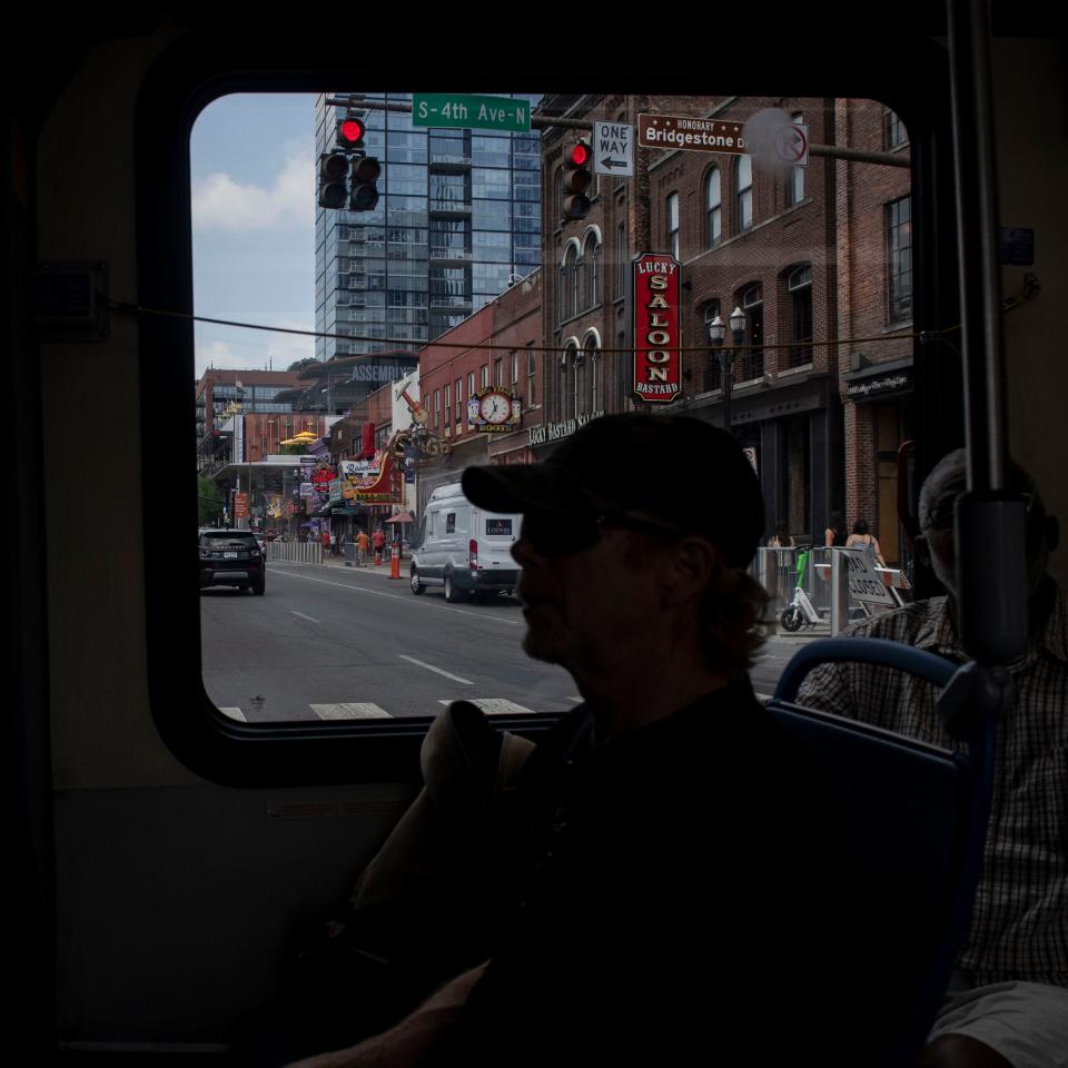 Commuters ride the 55 Murfreesboro Pike route in Nashville, Tenn., Friday, June 30, 2023.