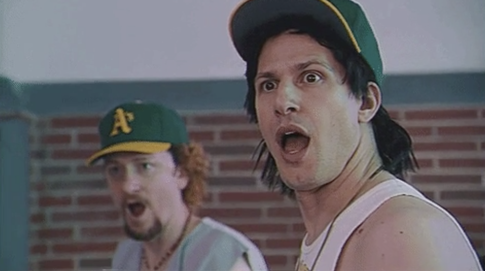 Andy Samberg looking shocked