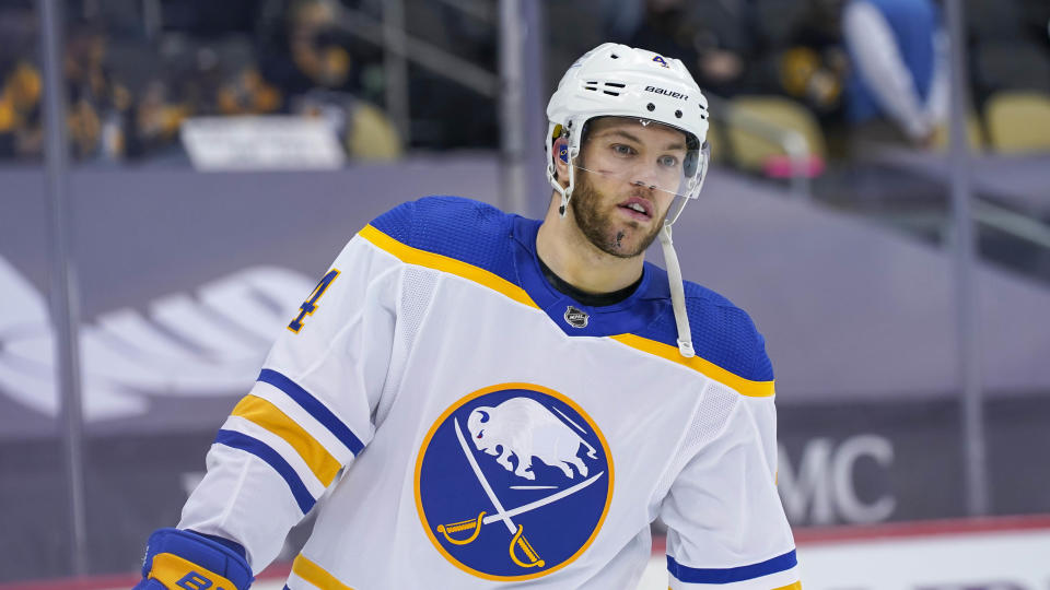 Taylor Hall is headed to Boston after the Bruins acquired the veteran from the Buffalo Sabres on Sunday. (Photo by Jeanine Leech/Icon Sportswire via Getty Images)