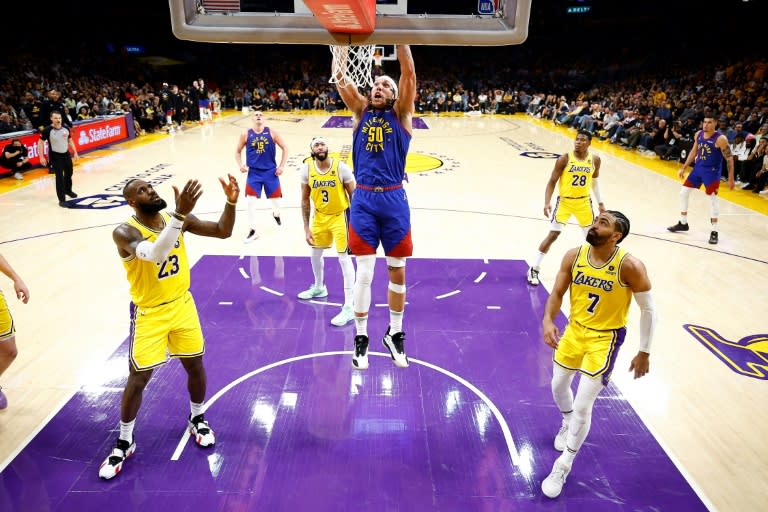 Aaron Gordon (Denver Nuggets) contre les Los Angeles Lakers à Los Angeles en playoffs NBA, le 25 avril 2024. (RONALD MARTINEZ)