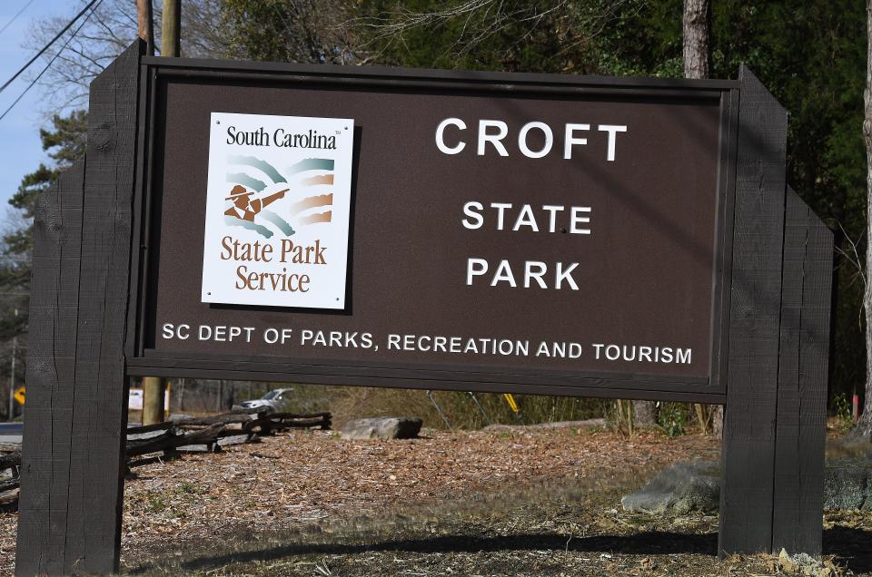 An entrance to Croft State Park, where park rangers are expecting lots of visitors this summer. The photo was taken on Feb. 22, 2023.
(Photo: ALEX HICKS JR./SPARTANBURG HERALD-JOURNAL)