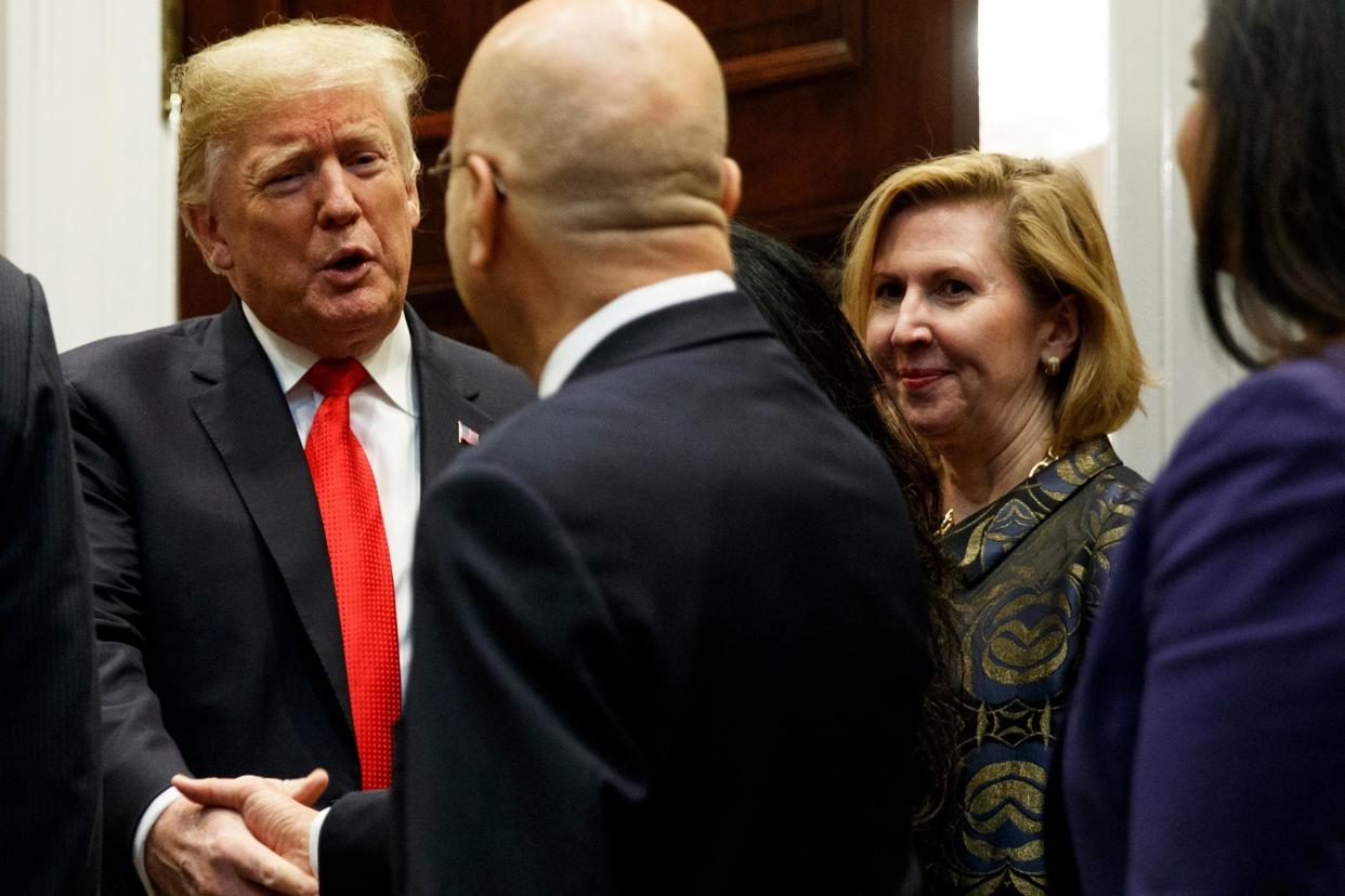 Deputy National Security Adviser Mira Ricardel, right, with President Donald Trump: AP