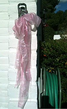 A pink ribbon commemorating Christina-Taylor Green hangs outside of the Green household in Tucson, Ariz