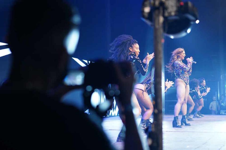 Aaron pictured here performing for his new documentary, The Beyoncé Experience by Blaise Singh (PA Real Life/Together TV)