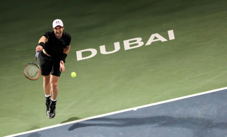 Andy Murray of Great Britain returns the ball to Philipp Kohlschreiber of Germany on March 2, 2017