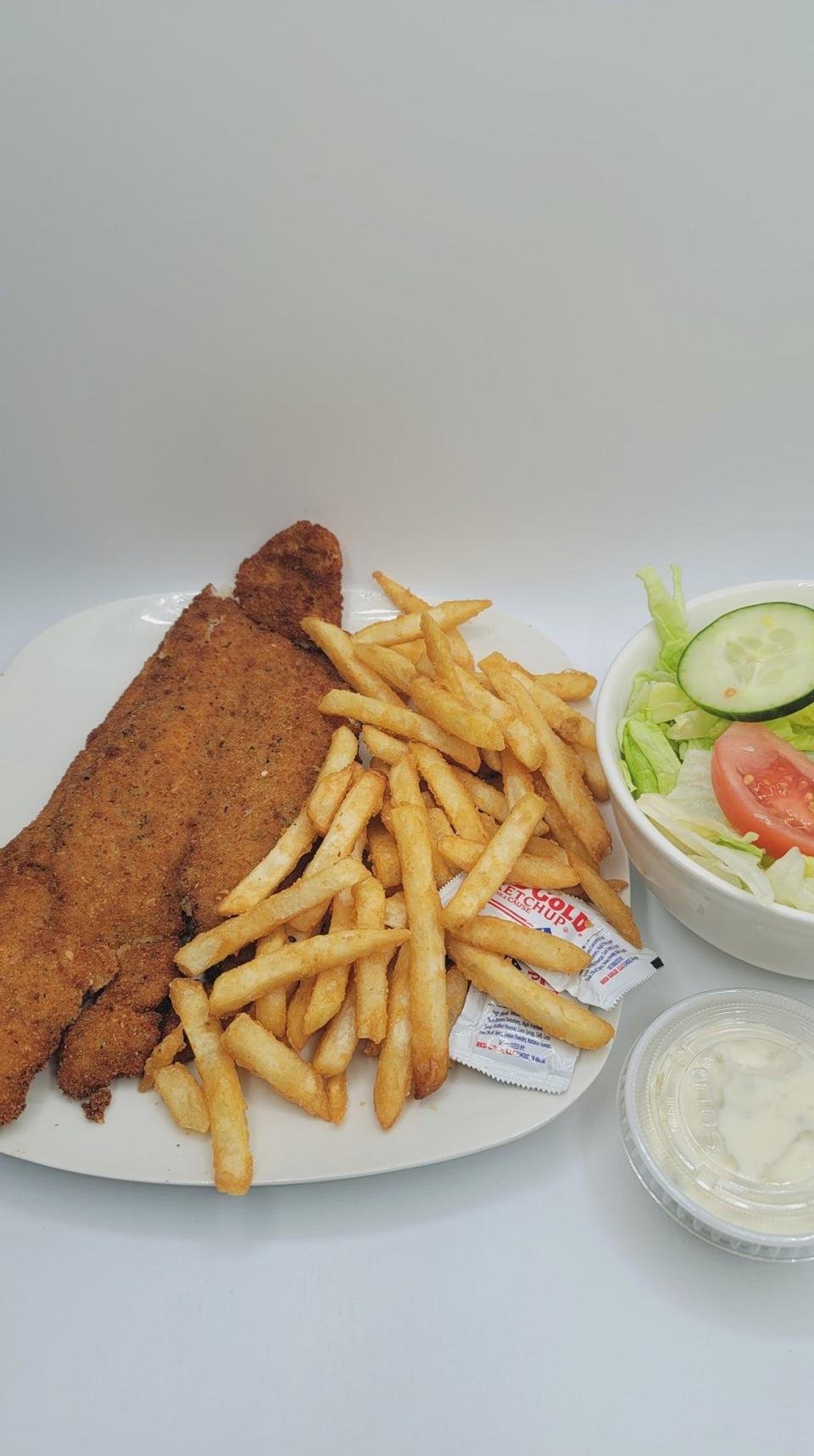 Can't go wrong with the fish and chips at Timo's Pizza.