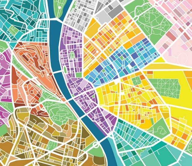 Neighborhoods are color-coded for easy navigation