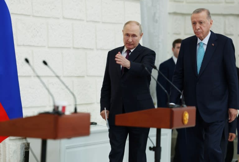 Der türkische Präsident Recep Tayyip Erdogan hat sich nach einem Treffen mit dem russischen Staatschef Wladimir Putin gegen Alternativen zum Abkommen über ukrainische Getreideexporte ausgesprochen. (Murat CETIN MUHURDAR)