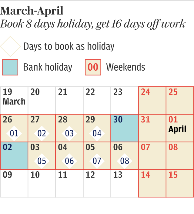 March-April 2018 Holiday calendar