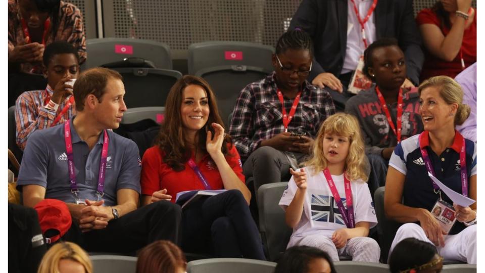  Prince William, Duke of Cambridge and Catherine, Duchess of Cambridge, Lady Louise Windsor and Sophie, Countess of Wessex look on on day 1 of the London 2012 Paralympic Games 