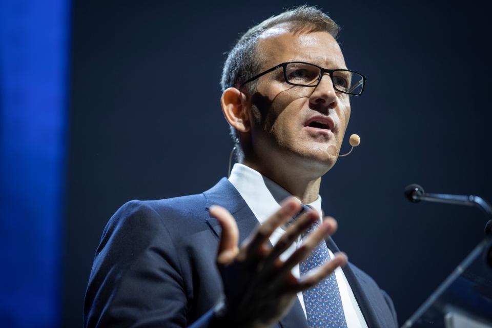 Czech businessman Daniel Kretinsky gives a speech during the 13th 