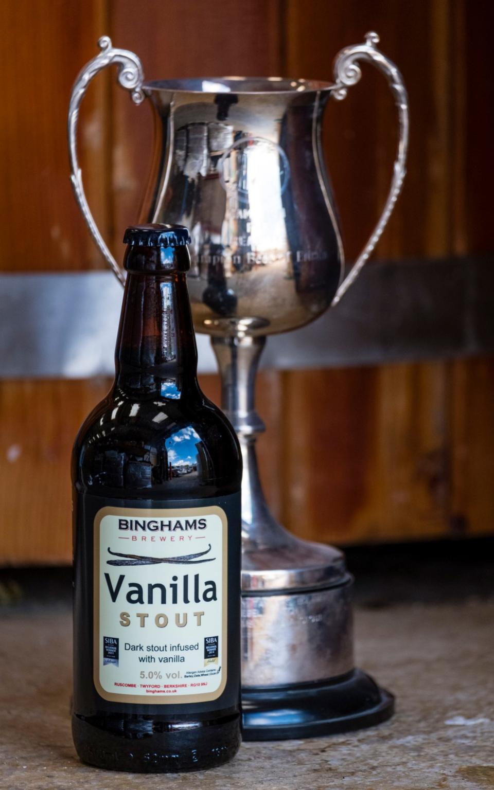 The Vanilla Stout with its award - Credit: Andrew Crowley/The Telegraph