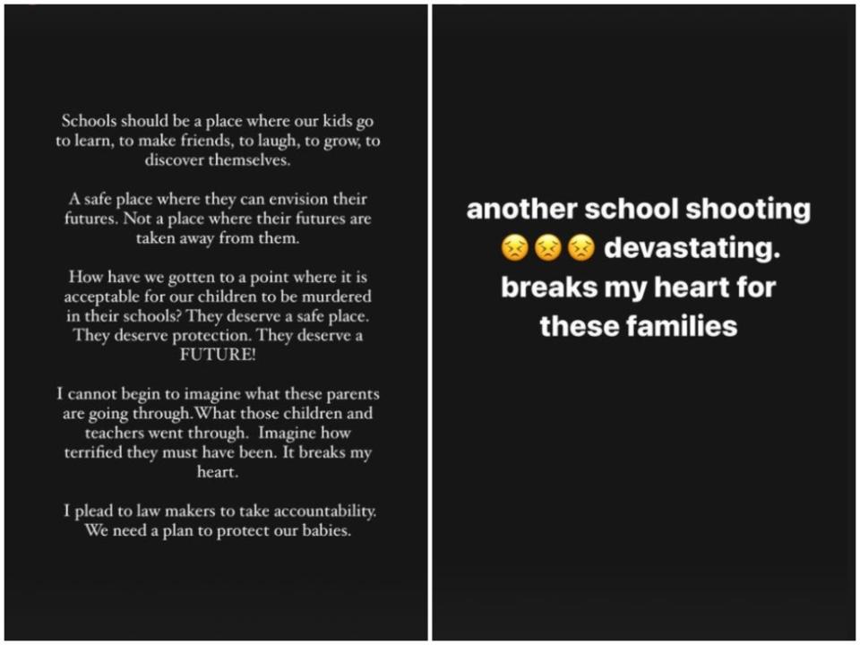 Kourtney Kardashian (left) and Kylie Jenner (right) both posted about the shooting. (Instagram/@kourtneykardashian/@kyliejenner)