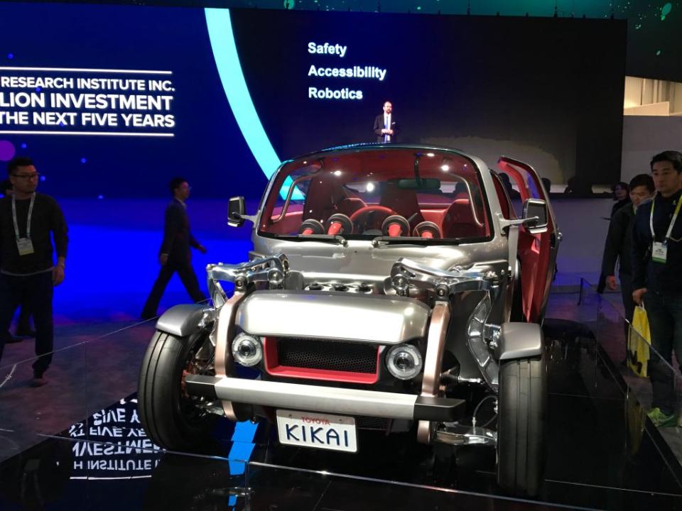 One of the stranger concept cars Toyota had on display at CES. <span class="inline-image-credit">(Quartz/Mike Murphy)</span>