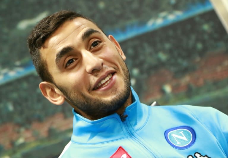 Napoli's defender Faouzi Ghoulam gives an interview to AFP in December 2016