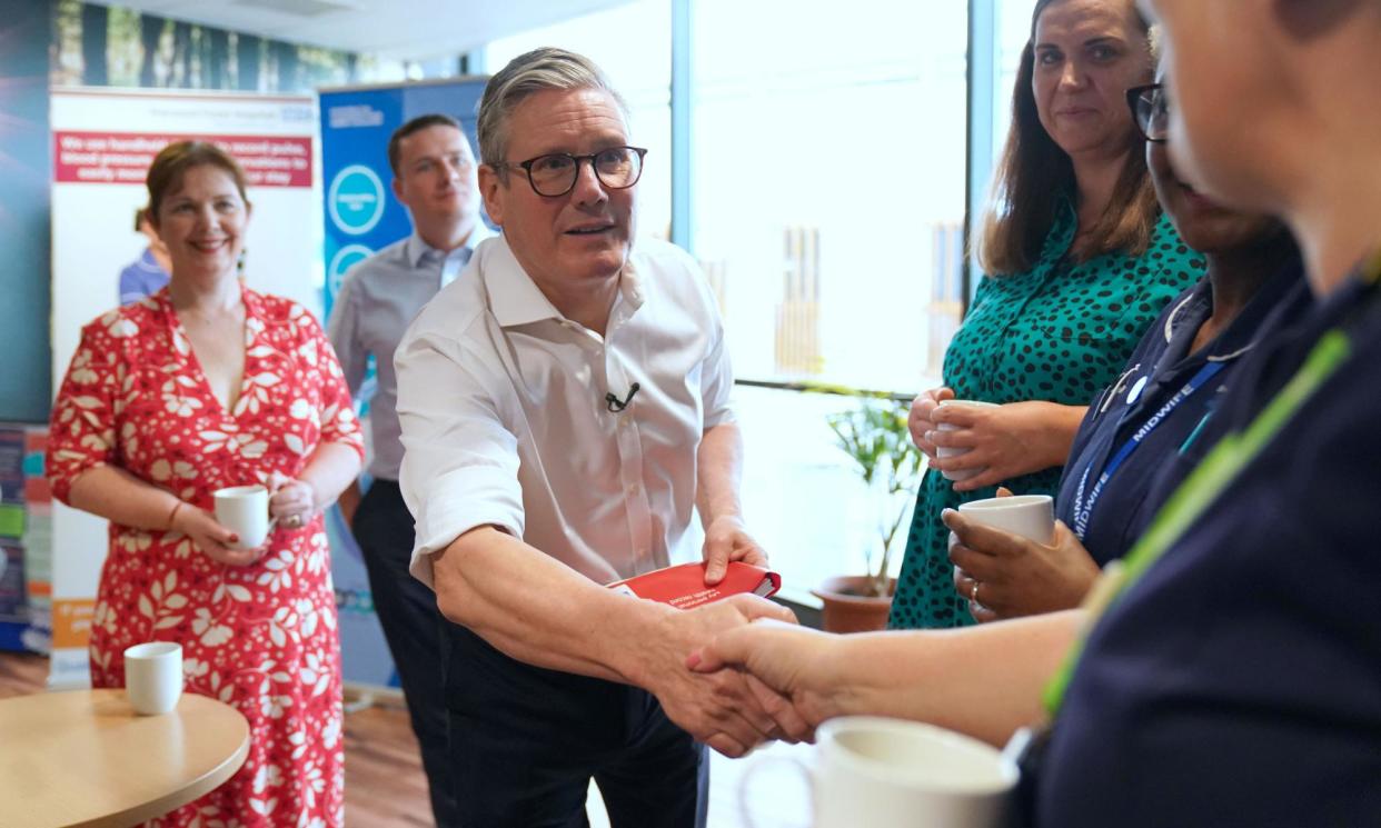 <span>Keir Starmer, the Labour leader, on a visit to Kings Mill hospital in Sutton-in-Ashfield. His party may have alienated urban progressive voters, say experts.</span><span>Photograph: Jacob King/PA</span>