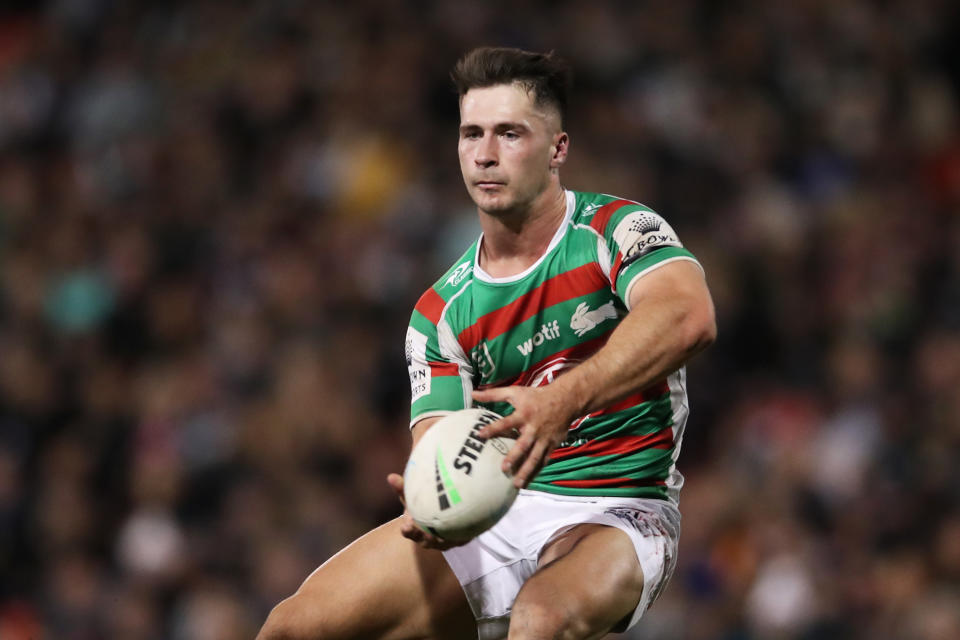 Pictured here, Lachlan Ilias in action for the Rabbitohs in the NRL.