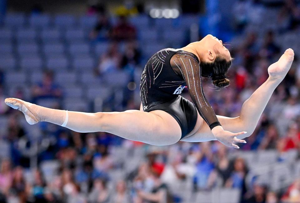 Sunisa Lee on June 6, 2021, during the US Championships at Dickies Arena in Fort Worth, Texas.