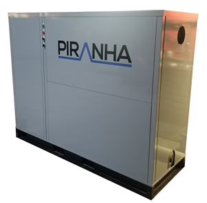 Stock photo of Base Model PIRANHA. The system is heat pump that reuses thermal energy that would otherwise be lost down the drain and into the sewers.