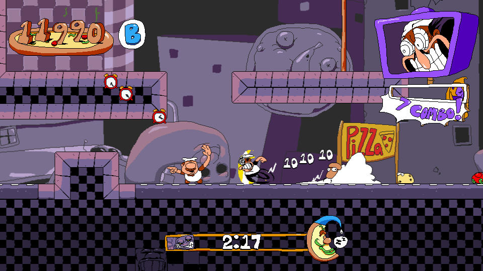 A screenshot of the video game Pizza Tower for PCs.