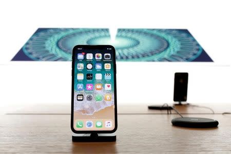 File Photo - The new iPhone X is pictured at the Apple Store Marche Saint-Germain in Paris, France, November 3, 2017. REUTERS/Benoit Tessier/Files