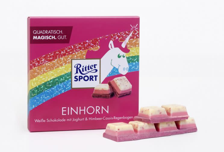 Die heiß begehrte Einhorn-Schokolade von Ritter Sport (Bild: dpa)