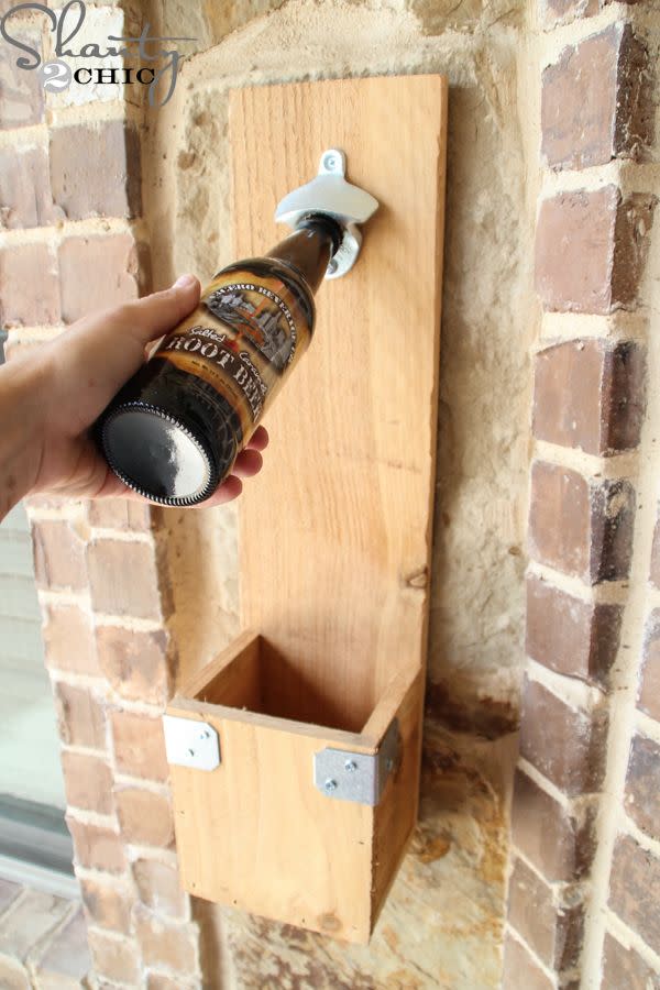 <p>Dad will be wowed when you piece together a sophisticated bottle opener with nails, glue, and cedar wood. It'll quickly add a rustic touch to an outdoor barbecue station or indoor man cave.</p><p><strong>Get the tutorial at <a href="http://www.shanty-2-chic.com/2014/06/diy-bottle-opener.html" rel="nofollow noopener" target="_blank" data-ylk="slk:Shanty to Chic;elm:context_link;itc:0;sec:content-canvas" class="link ">Shanty to Chic</a>.</strong> </p><p><strong><a class="link " href="https://www.amazon.com/Bottle-Opener-Durable-Jumiok-Garage/dp/B09C52HRTV?tag=syn-yahoo-20&ascsubtag=%5Bartid%7C10050.g.1171%5Bsrc%7Cyahoo-us" rel="nofollow noopener" target="_blank" data-ylk="slk:Shop Now;elm:context_link;itc:0;sec:content-canvas">Shop Now</a><br></strong></p>