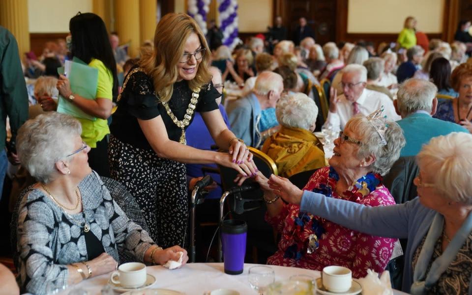 Belfast Lord Mayor Tina Black (second left) attends a Queen’s Platinum Jubilee tea dance at Belfast City Hall (Brian Lawless/PA) (PA Wire)