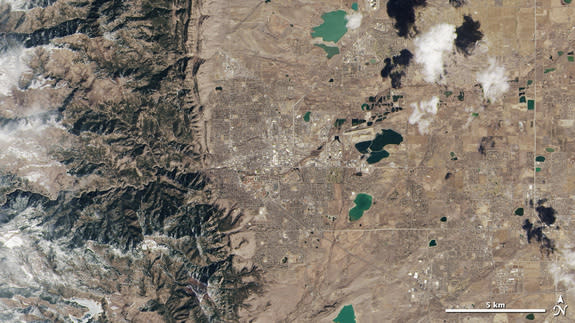 The Landsat Data Continuity Mission satellite captured this image of the area around Boulder, Colo., on March 18, 2013.