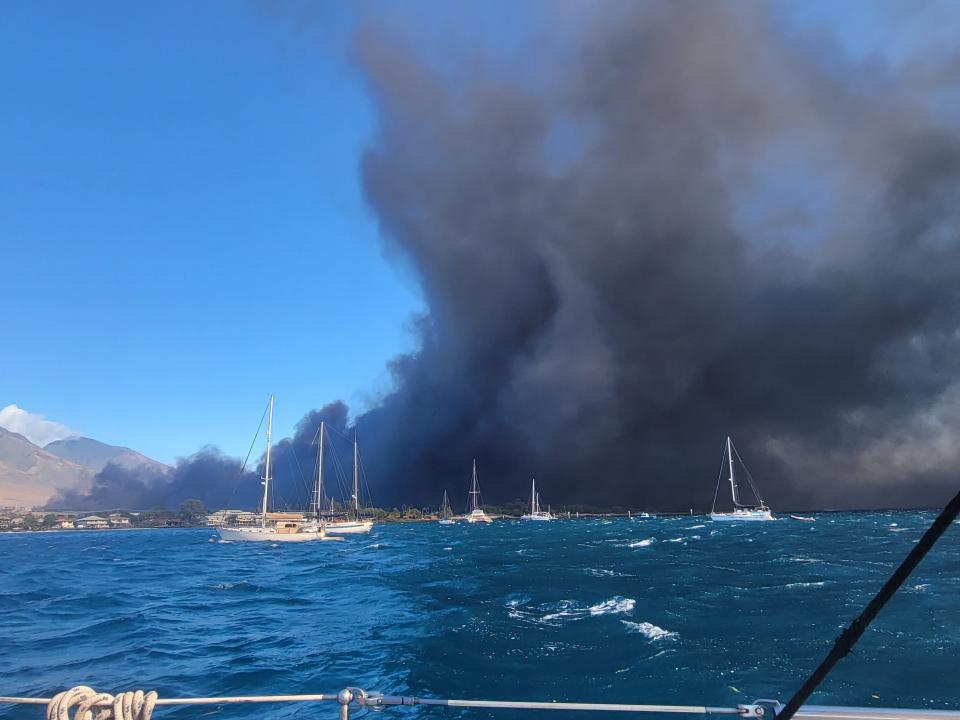 Lahaina fires from a sailboat