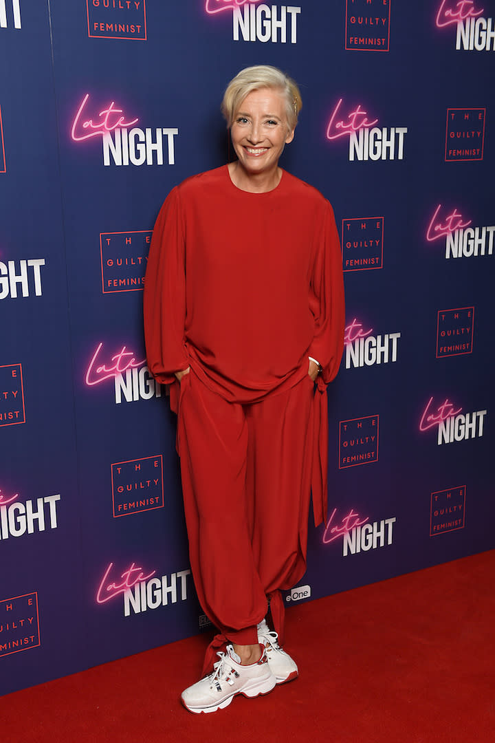 From accepting her damehood at Buckingham Palace to gracing the red carpet, 60-year-old Emma Thompson's style has become increasingly cool in the past handful of years - partially thanks to her newfound penchant for 'dad' trainers. <em>[Photo: Getty]</em>
