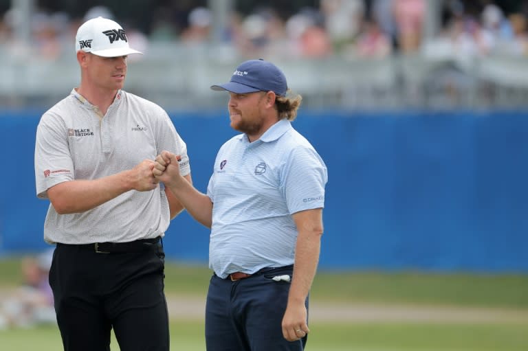 American pairing Patrick Fishburn and Zac Blair head the leaderboard heading into Sunday's final round of the PGA Tour's Zurich Classic of New Orleans at TPC Louisiana. (Jonathan Bachman)