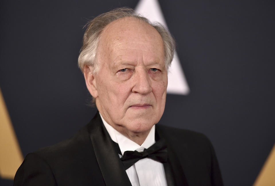 FILE - In this Nov. 12, 2016 file photo, Werner Herzog arrives at the 2016 Governors Awards in Los Angeles. Herzog is calling &quot;The Mandalorian&quot; a phenomenal achievement&quot; after joining the cast of the streaming series set in the &quot;Star Wars&quot; universe. The series, starring Pedro Pascal, Gina Carano and Carl Weathers, is set to premiere in November 2019. with the launch of the new Disney Plus streaming service. (Photo by Jordan Strauss/Invision/AP, File)