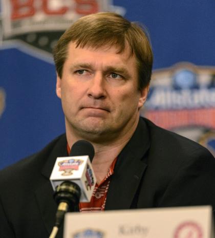 Alabama defensive coordinator/linebackers coach Kirby Smart talks about NCAA college football Sugar Bowl prep as Alabama&#39;s defensive representatives meet with the media, Monday, Dec. 30, 2013, in New Orleans. Alabama and Oklahoma face off in the Sugar Bowl, on Jan. 2, 2014. (AP Photo/Alabama Media Group, Vasha Hunt)